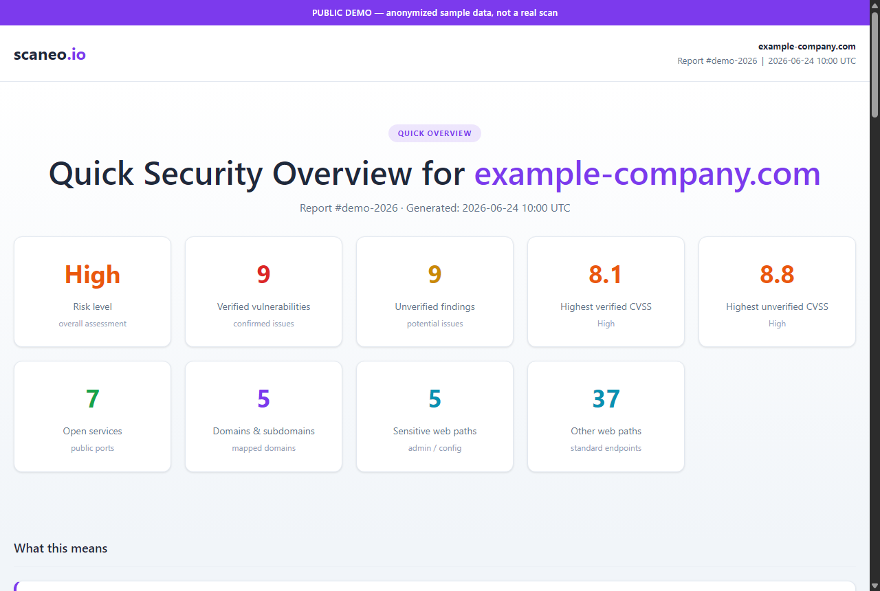Quick Overview report preview