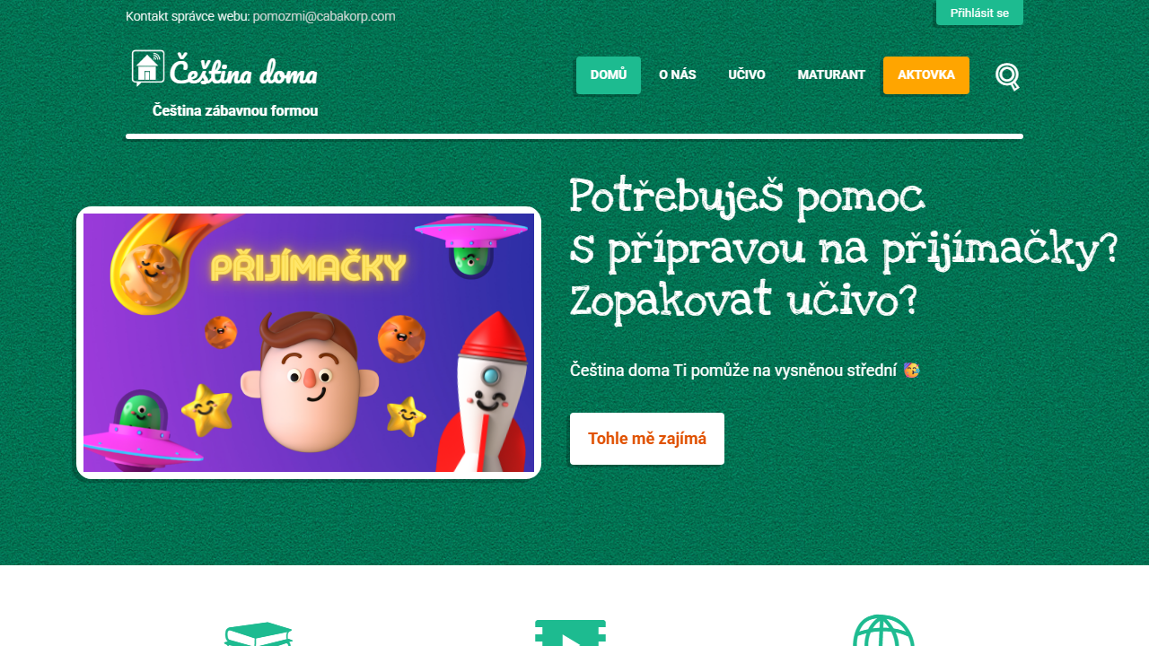 Čeština doma website screenshot
